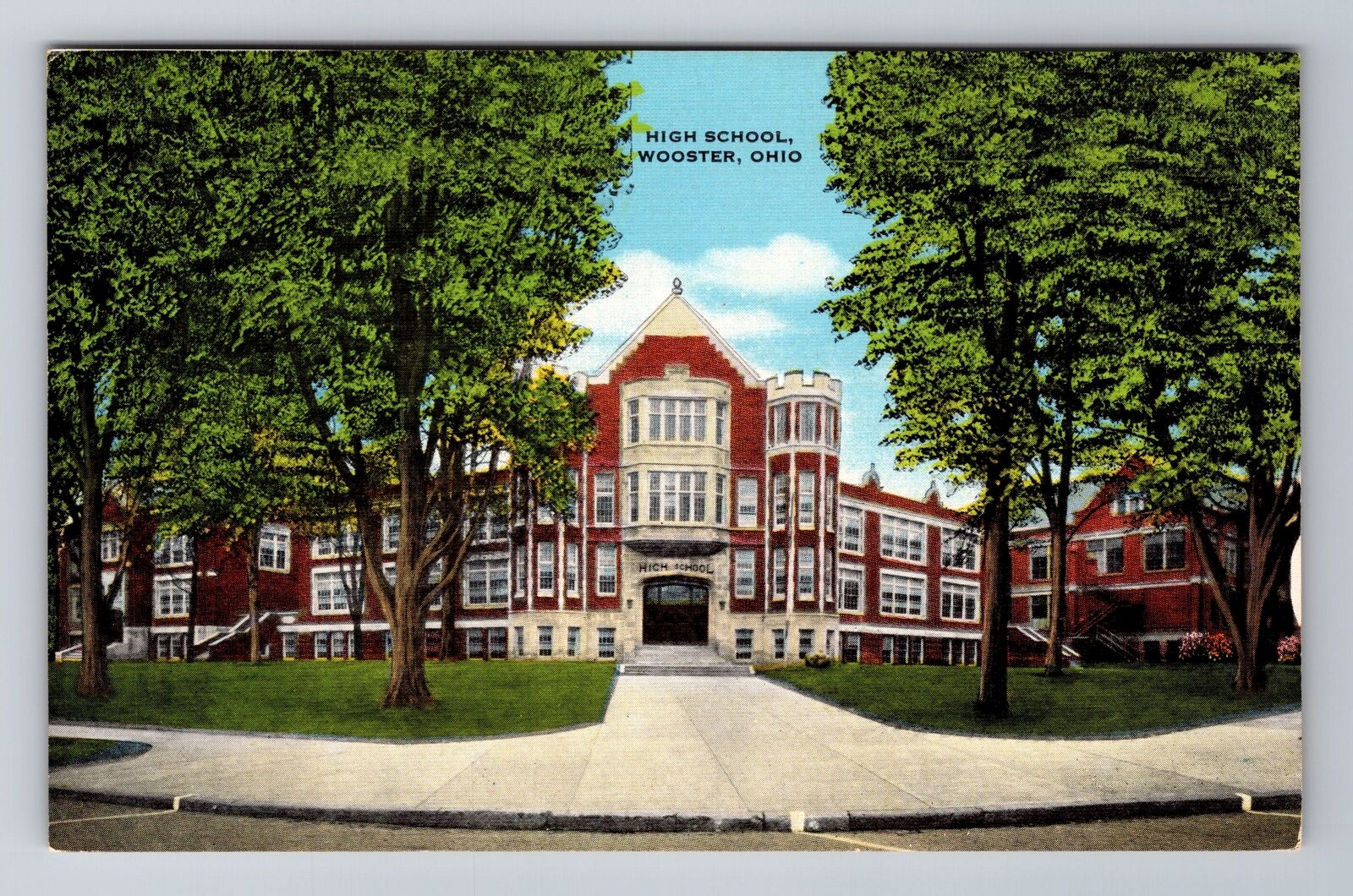 Wooster OH-Ohio, High School, Antique, Vintage Souvenir Postcard