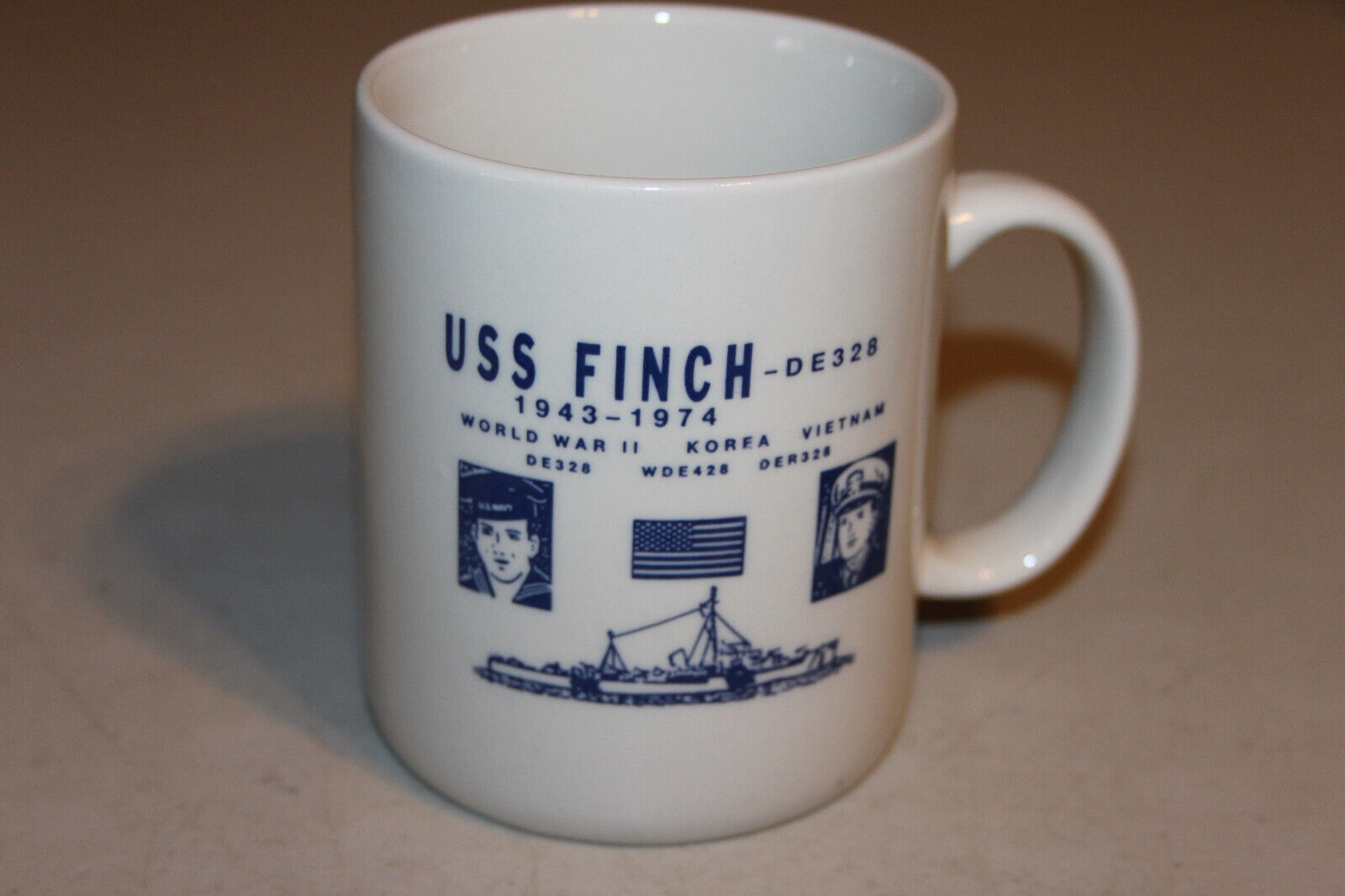 USS Finch DE328 Coffee Mug, Navl Ship Mug, World War II, Korea, Vietnam