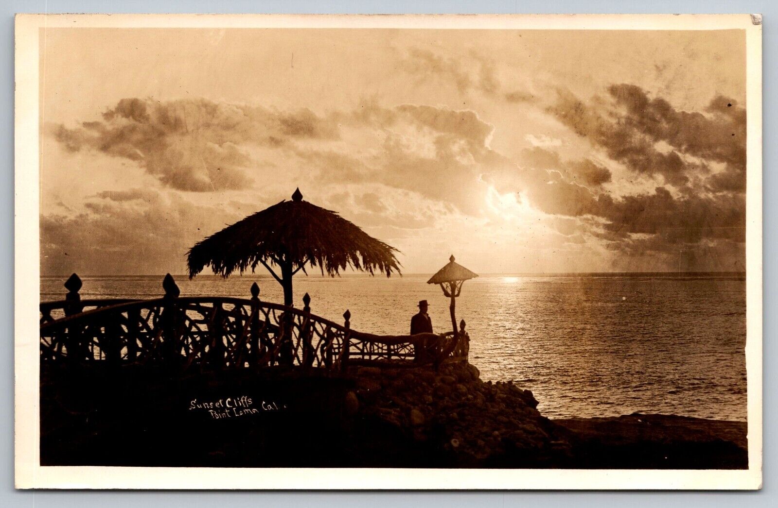 Sunset Cliffs. Point Loma. San Diego, California Real Photo Postcard RPPC