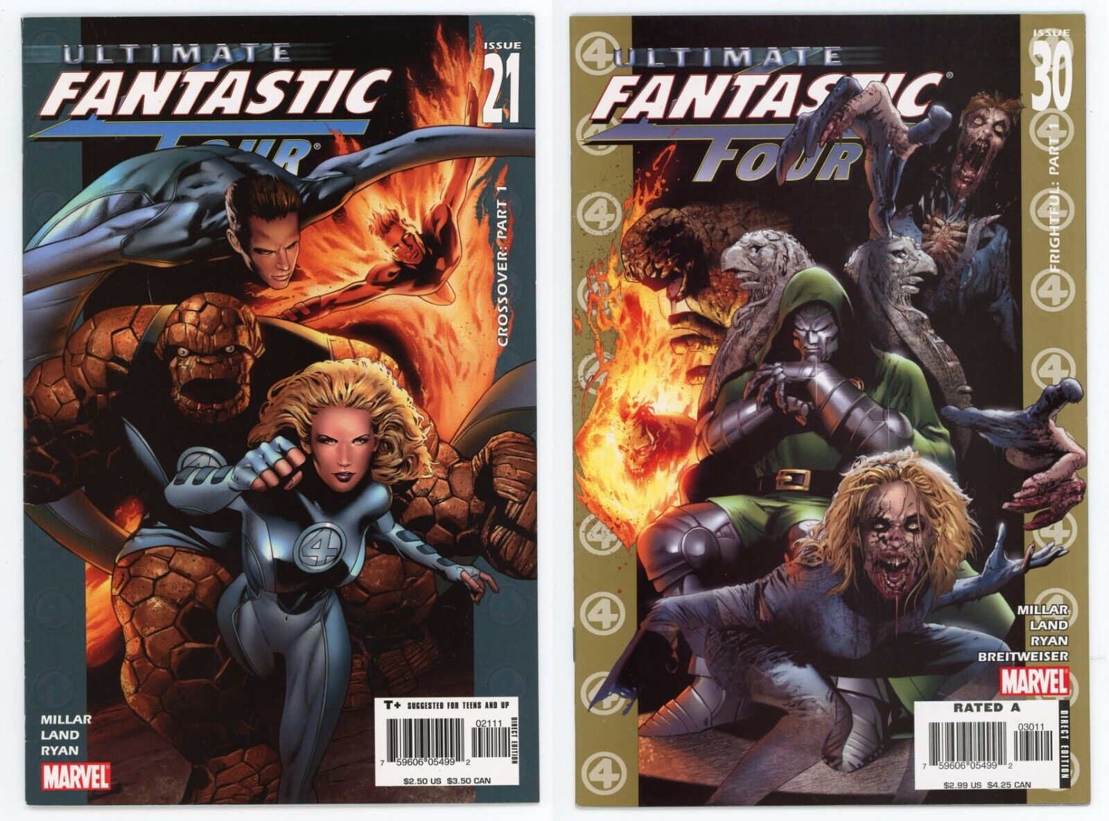 Ultimate Fantastic Four #21 #30 VFNM SET 1st app Marvel Zombies & Cover 2005 LOT