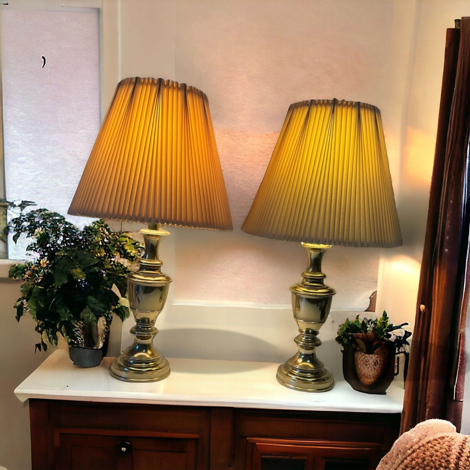 Vintage Pair Stiffel Brass Table Lamps 28\