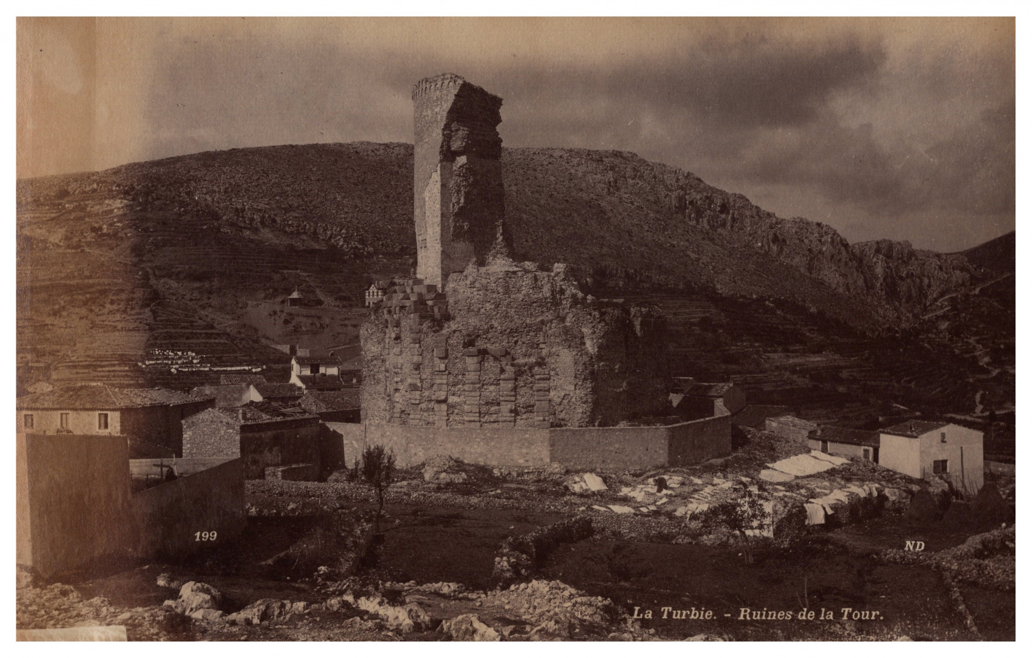 France, La Turbie, Ruines de la Tour, Vintage print, ca.1880 Vintage print ti