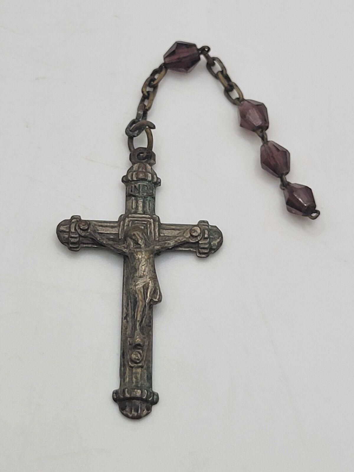 Antique Sterling Silver Roasary Charm Crucifix