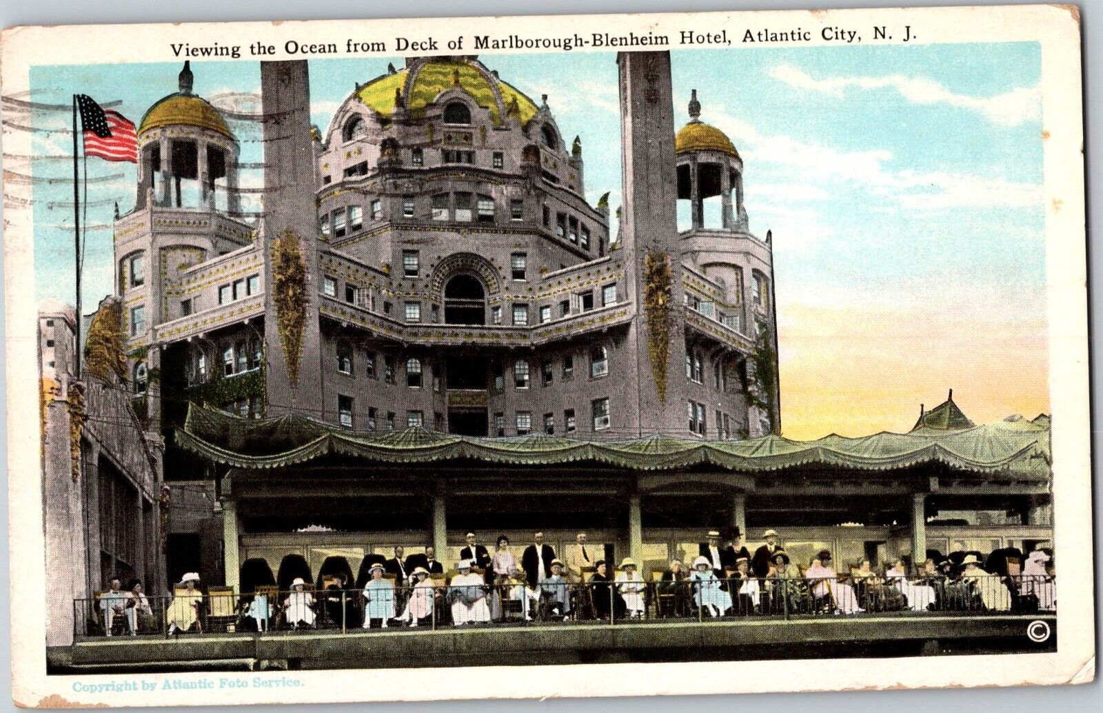 1928 Vintage Postcard Deck of the Marlborough-Blenheim Hotel Atlantic City NJ
