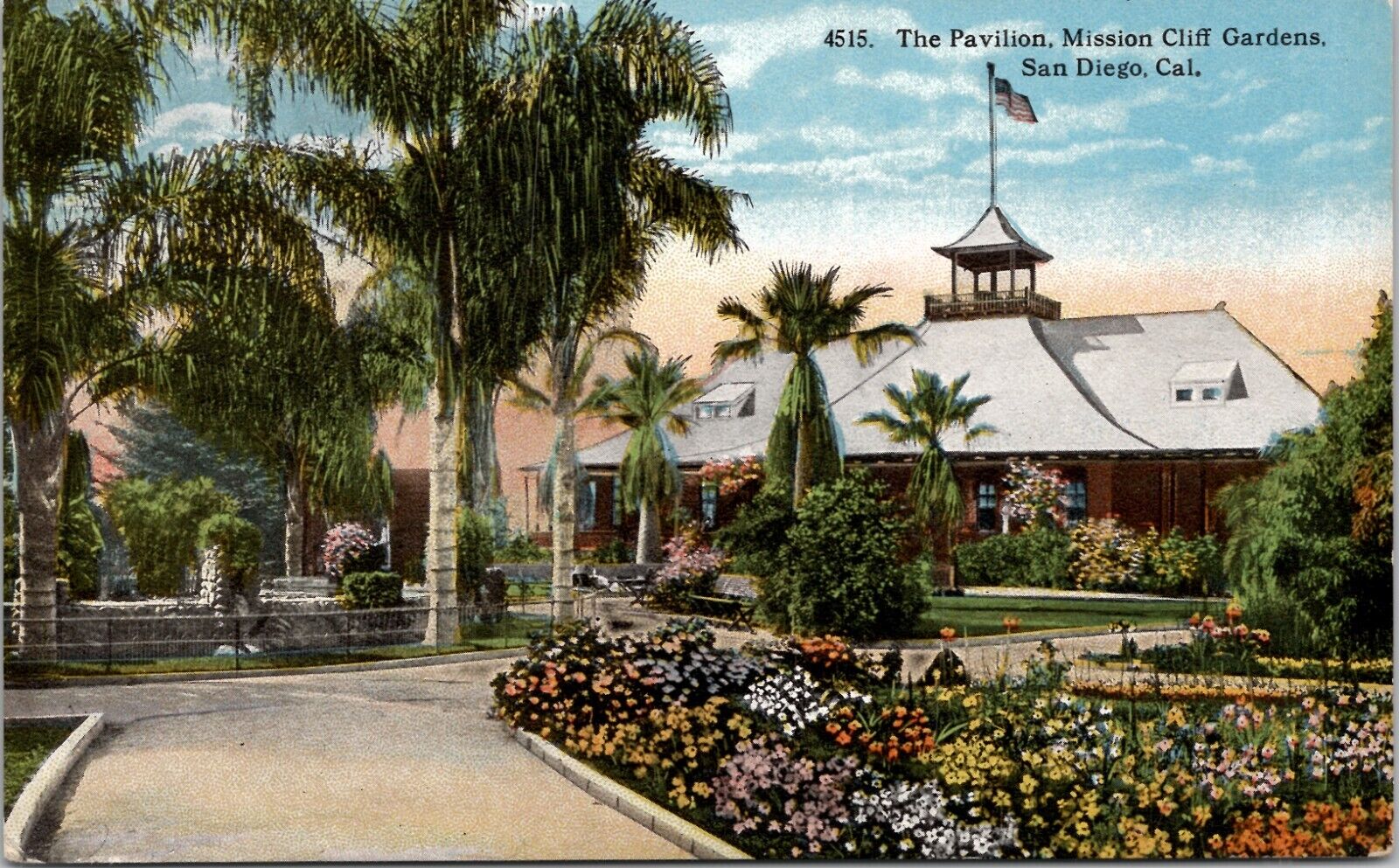 The Pavilion, Mission Cliff Gardens, San Diego California Vintage Postcard Wps1