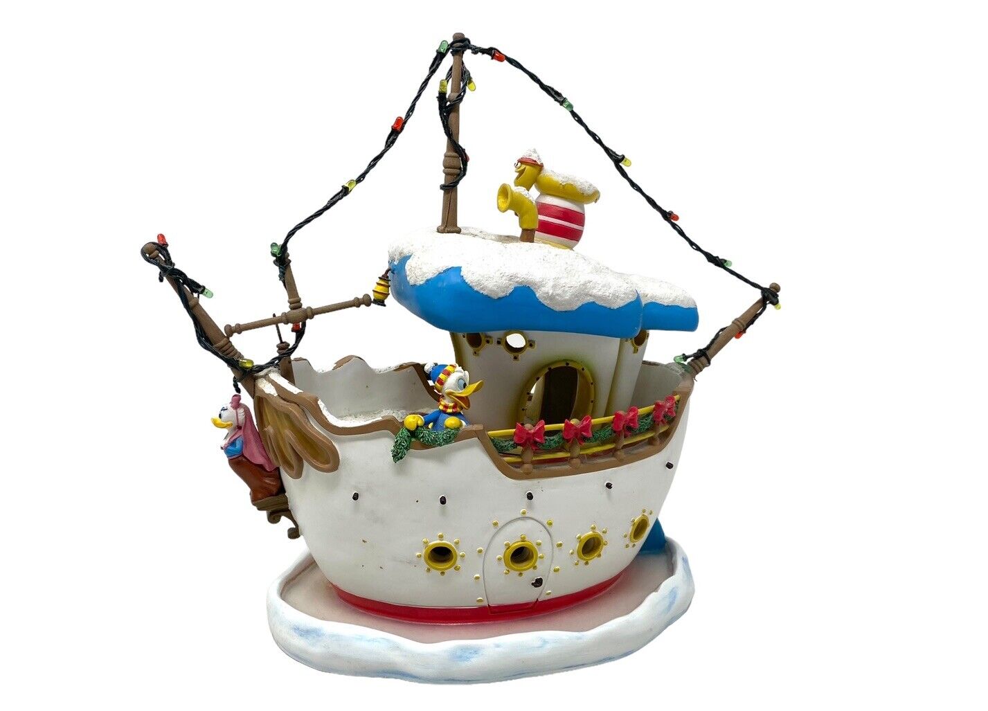RARE Disney Toontown Donald Duck Boat House Christmas Village Lights PLEASE READ
