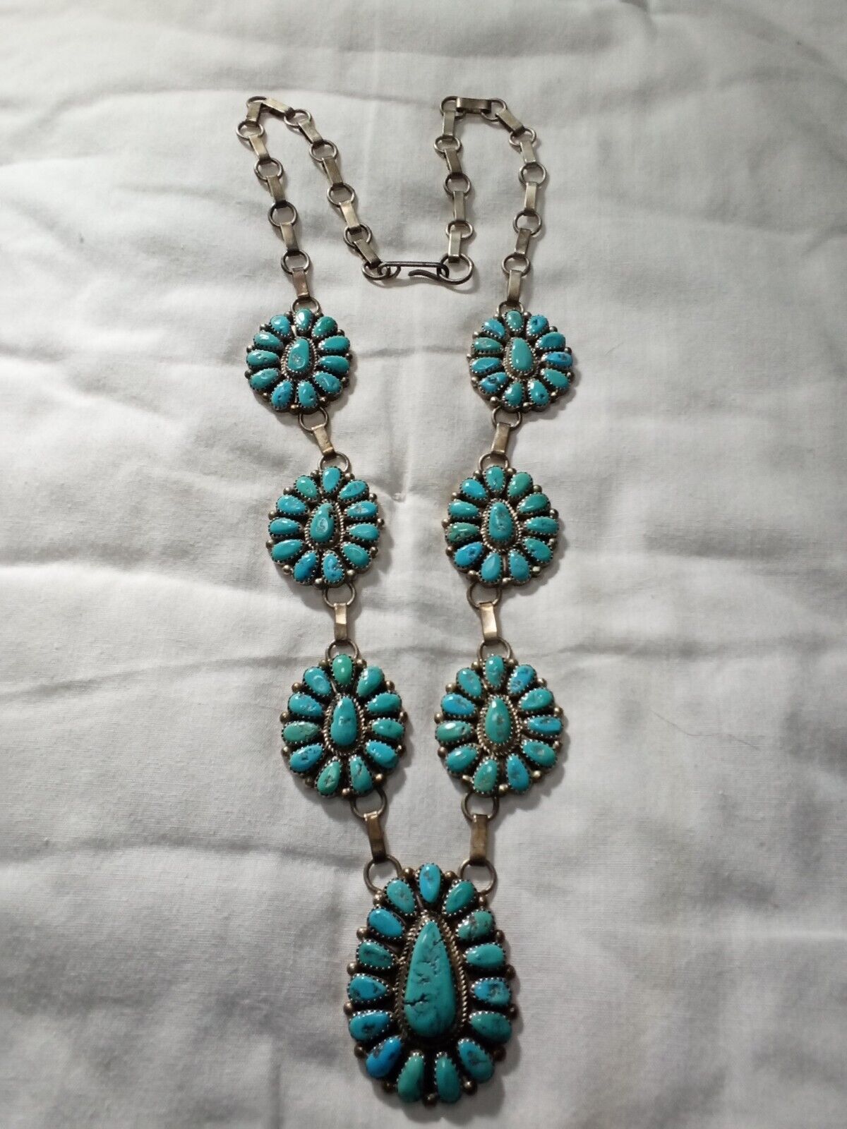 JUSTIN WILSON SR - NATIVE AMERICAN NAVAJO STERLING SILVER & TURQUOISE NECKLACE