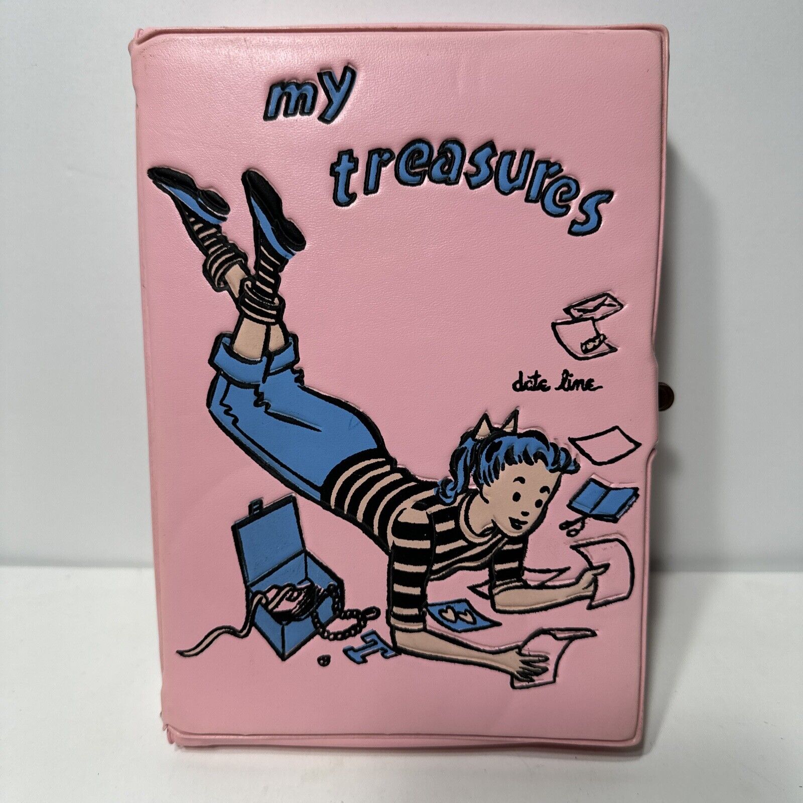 Vintage 1950’s Pink Vinyl My Treasures Date Line Box (Nice)