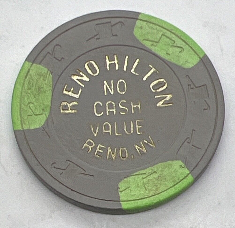 Reno Hilton Nevada No Cash Value Casino Chip Gray H&C SCV 1980s