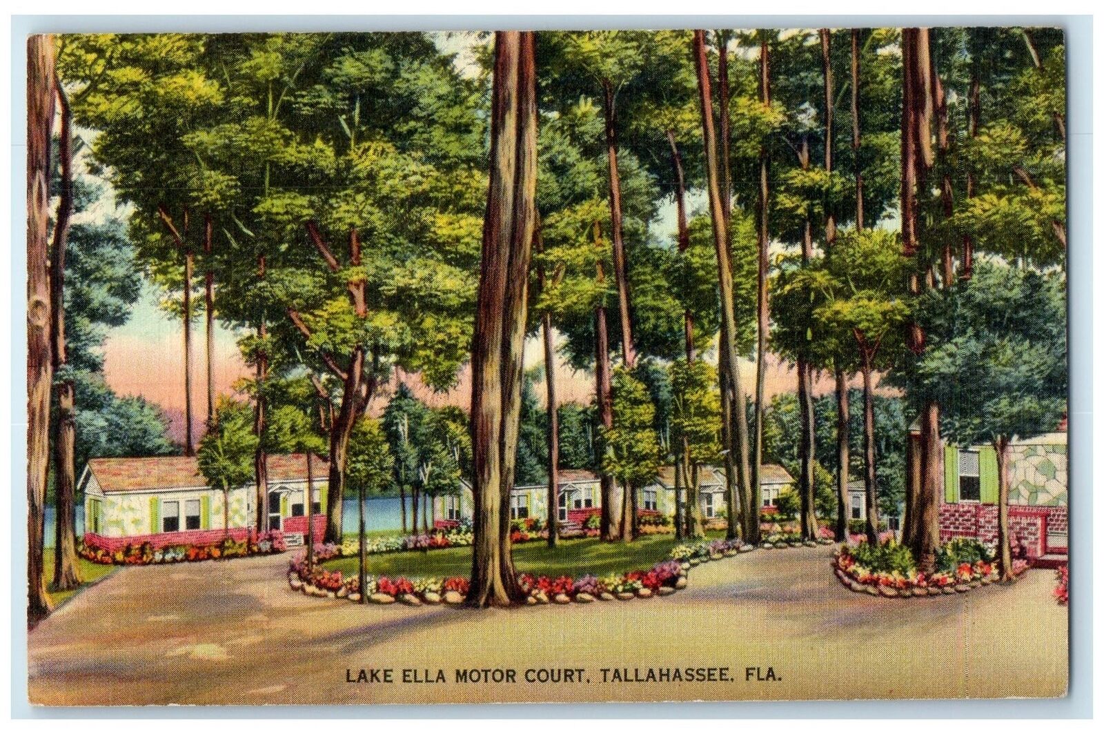 c1940's Lake Ella Motor Court Exterior Roadside Tallahassee Florida FL Postcard