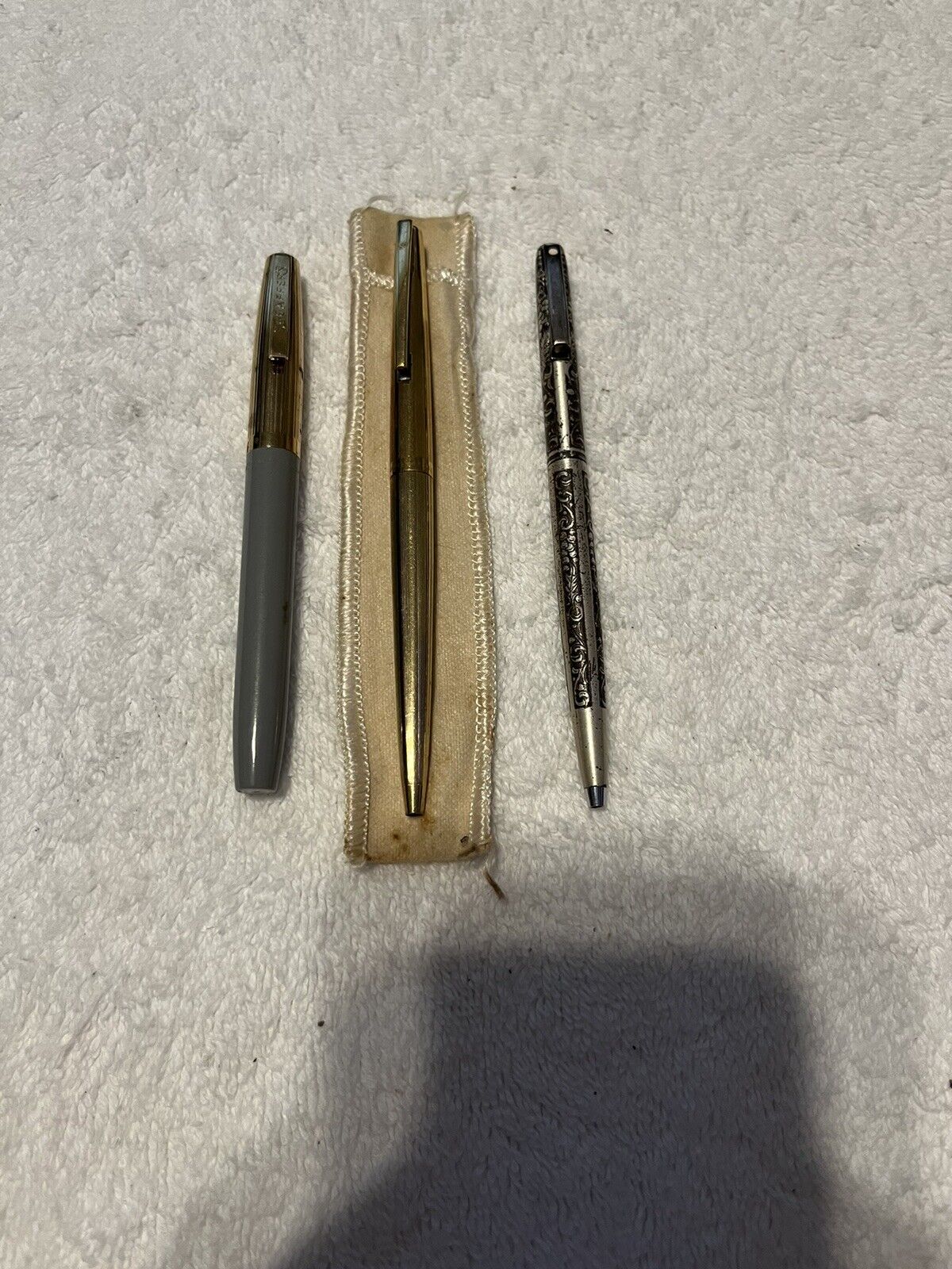 Lot of 3 Vintage Sheaffer Pens - Fountain, Gold, Grey/Black Untested Ink