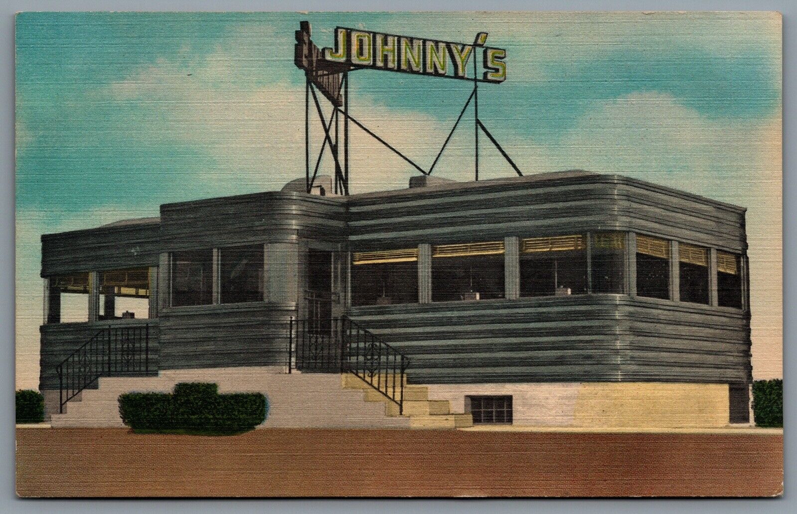 Postcard Somerville NJ c1940s Johnny's Diner on Route 29 Somerville Circle