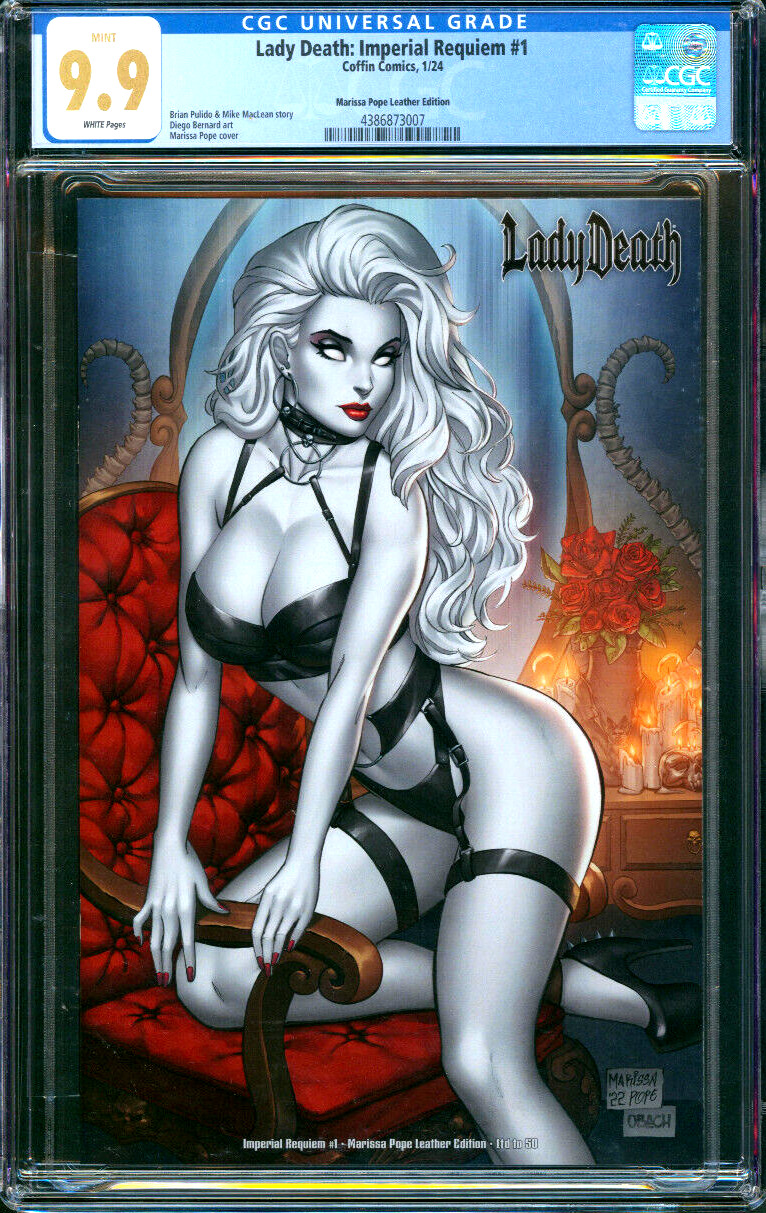Lady Death Imperial Requiem #1 Marissa Pope Leather Ed. Coffin Ltd /50 CGC 9.9