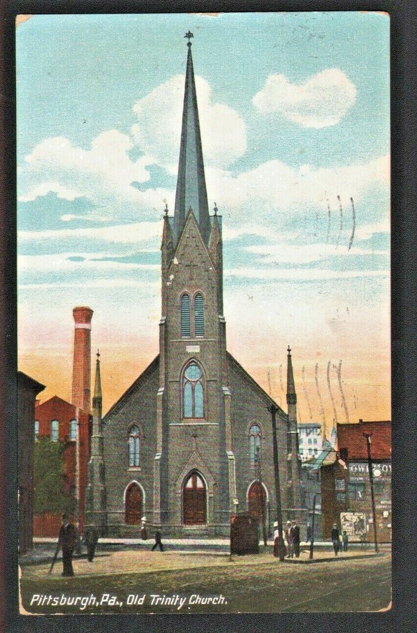 1910 Pittsburgh Pa Pennsylvania Old Trinity Church Antique Posted Postcard