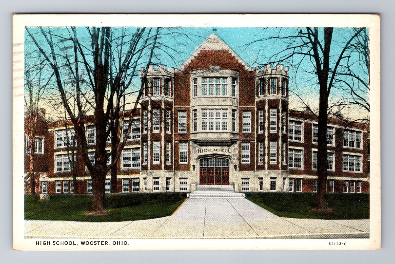 Wooster OH-Ohio, High School, c1928 Antique Vintage Souvenir Postcard