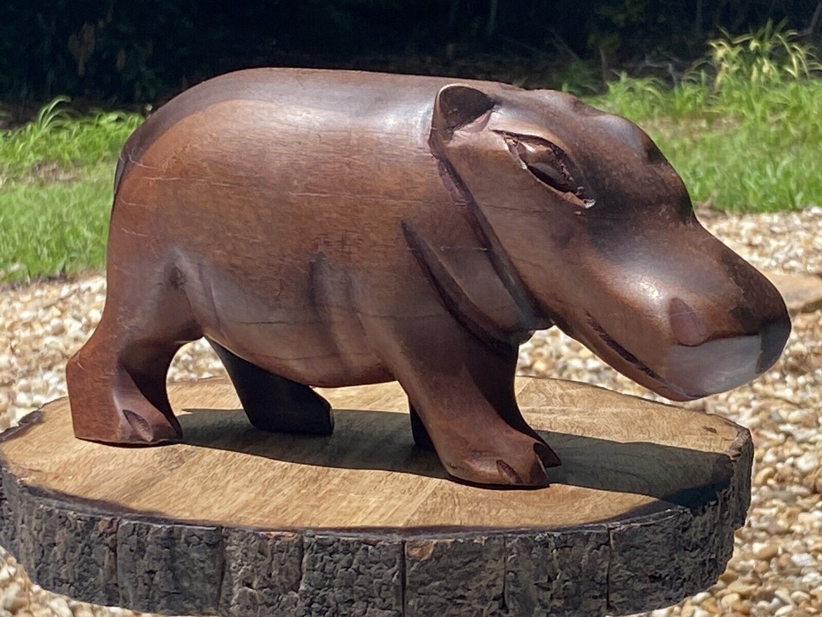 Vintage Wood Hand Carved African Animals “Hippo” from Genuine Ebony Wood