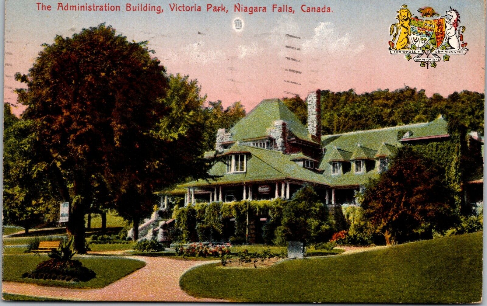 Vtg 1925 Administration Building Victoria Park Niagara Park Canada Postcard