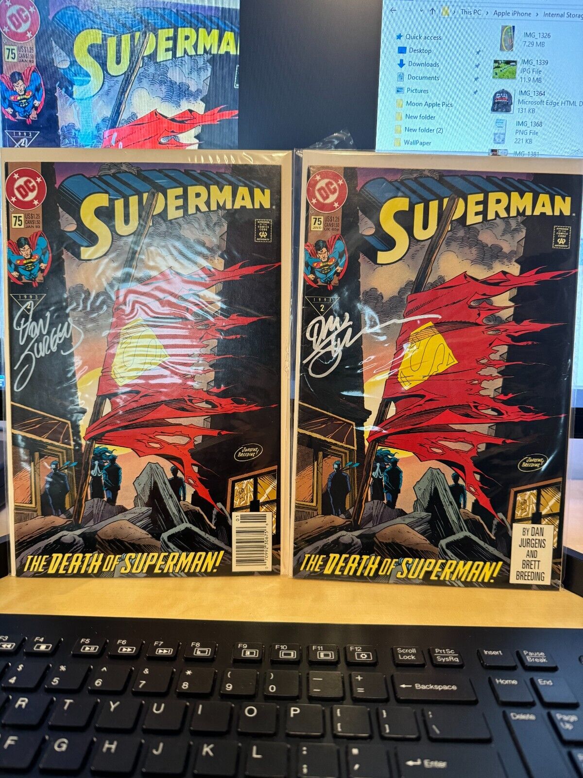 The Death Of Superman #75 Signed By Dan Jurgens Both 1st Editions 2 COMICS