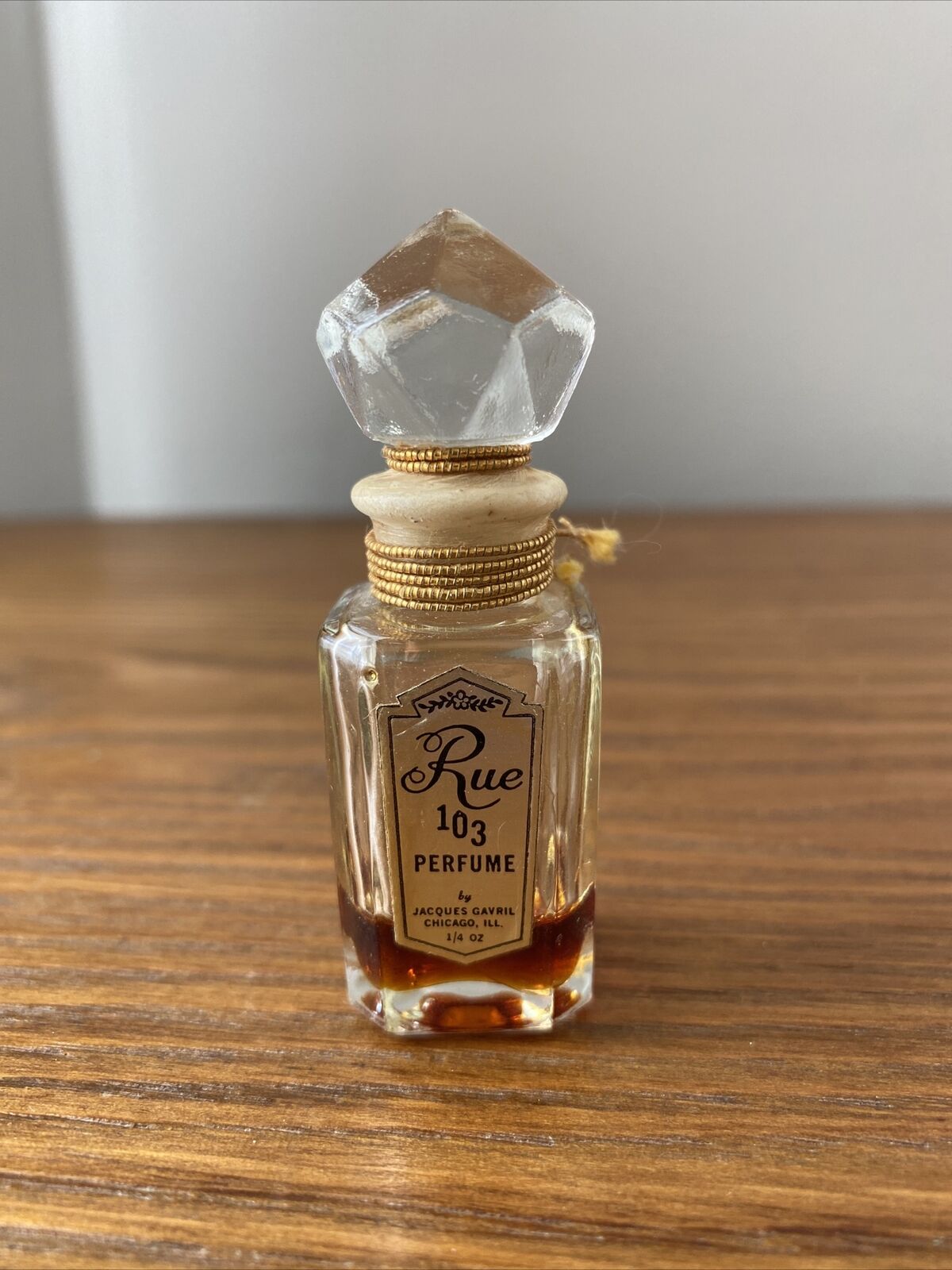 Vintage Rue 103 Perfume Jacques Gavril 1/4 Oz Splash Corded Bottle *READ INFO*