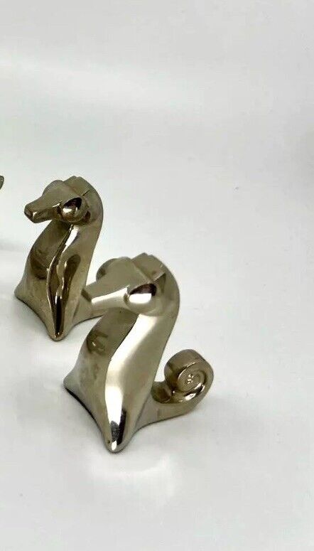 1970s Rare Lot Of 2 Dansk Sea Horses Paperweights Silver Plated by Gunnar Cyren