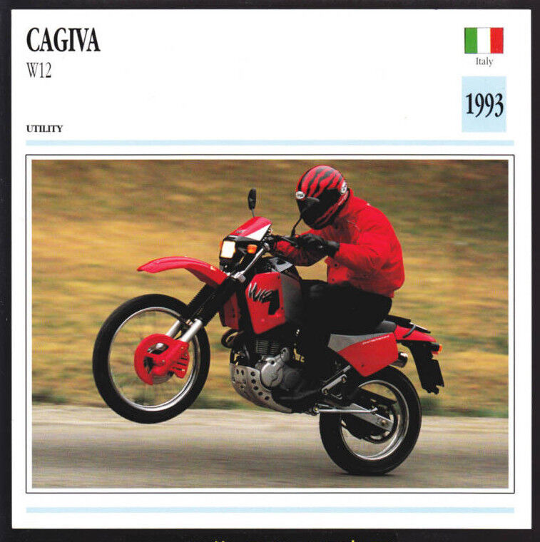 1993 Cagiva W12 W-12 350cc (343cc) Italy Motorcycle Photo Spec Sheet Info Card