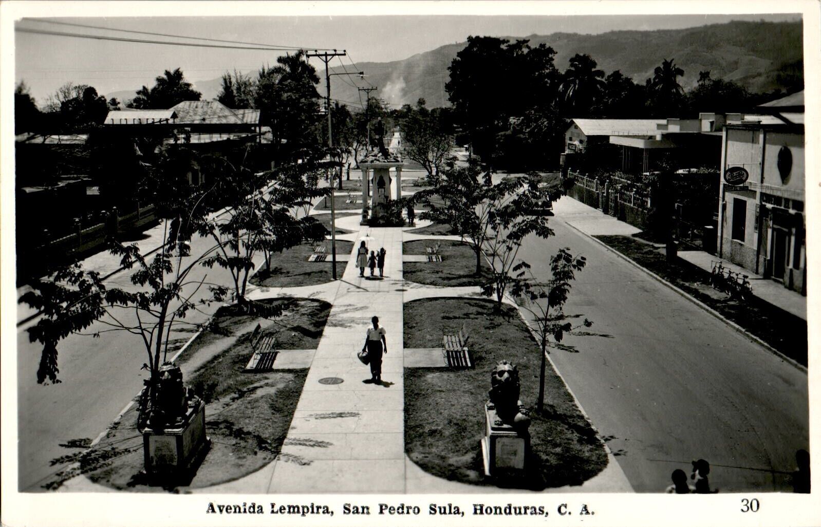 Avenida Lempura, San Pedron Sula, Honduras RPPC Postcard