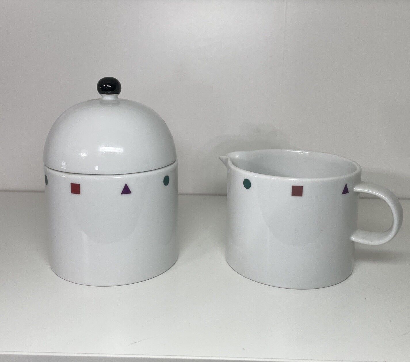 Sasaki Japan Elements Sugar Bowl & Creamer White Geometric Confetti