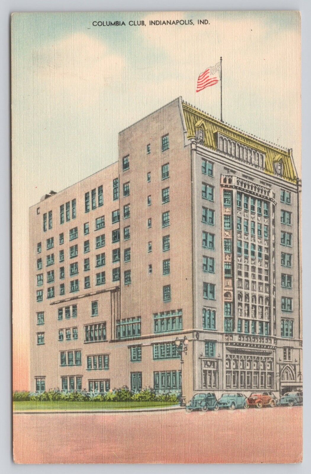 Columbia Club Old Cars Indianapolis Indiana IN Postcard