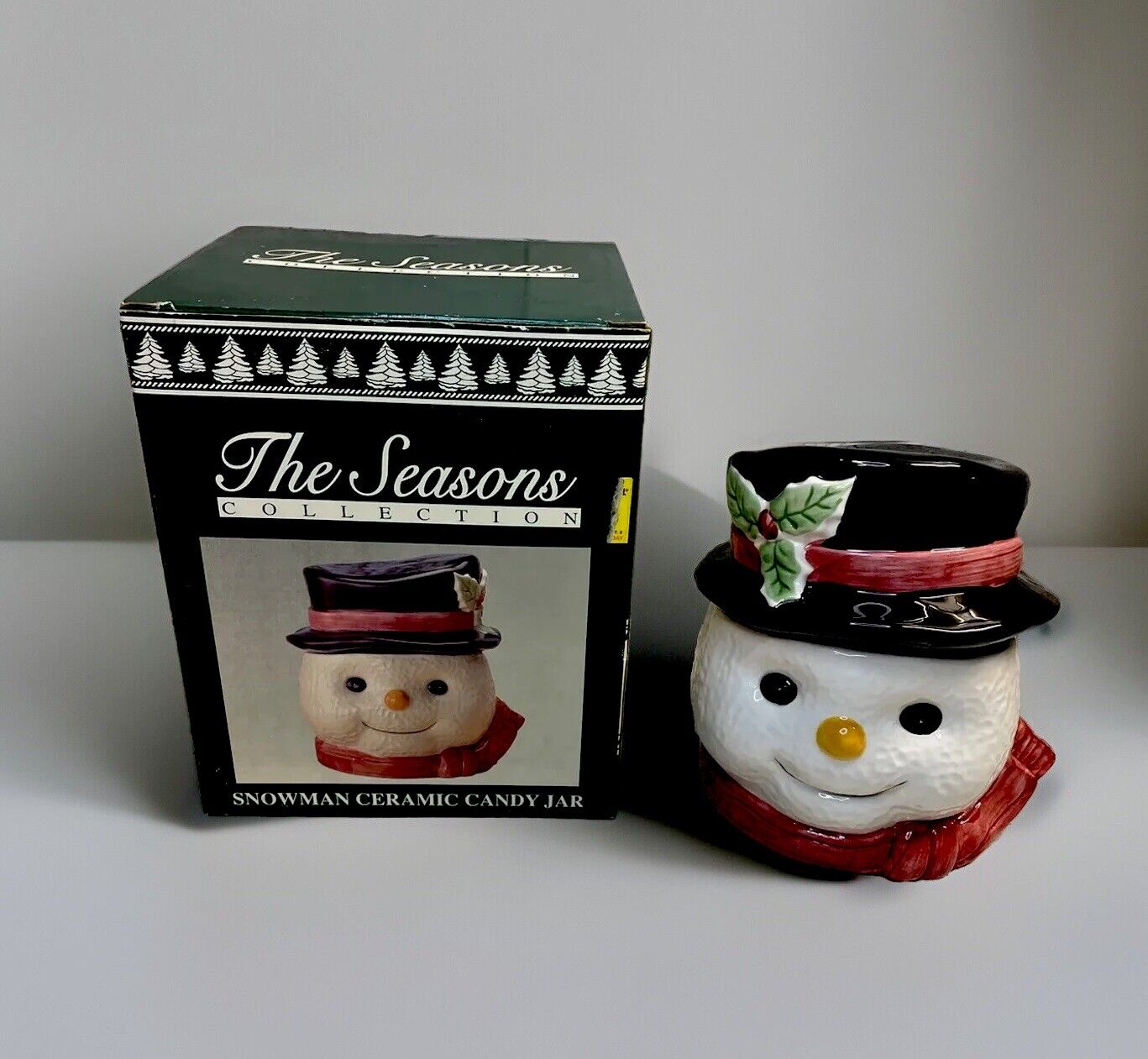 Ceramic Snowman Cookie Jar  Candy Jar The Seasons Collection