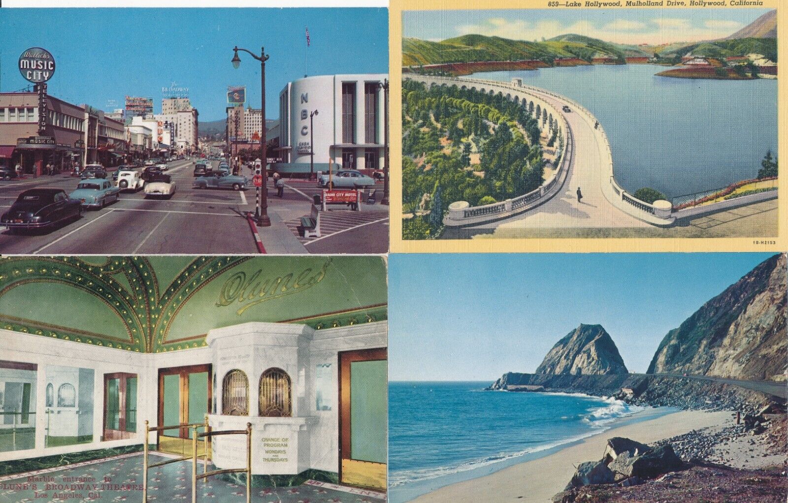 4 Los Angeles, CA.  Postcards
