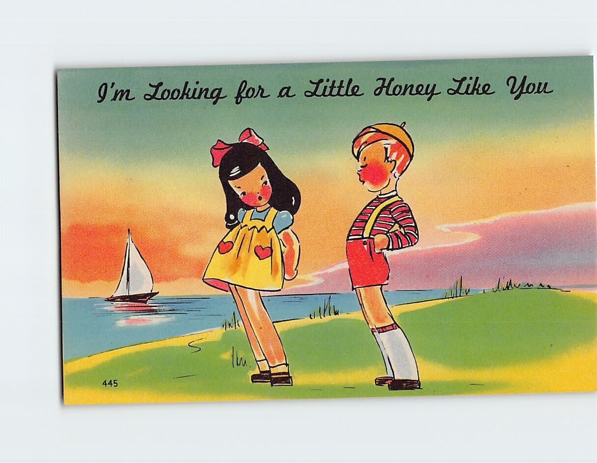 Postcard I'm Looking for a Little Honey Like You with Lovers Comic Art Print