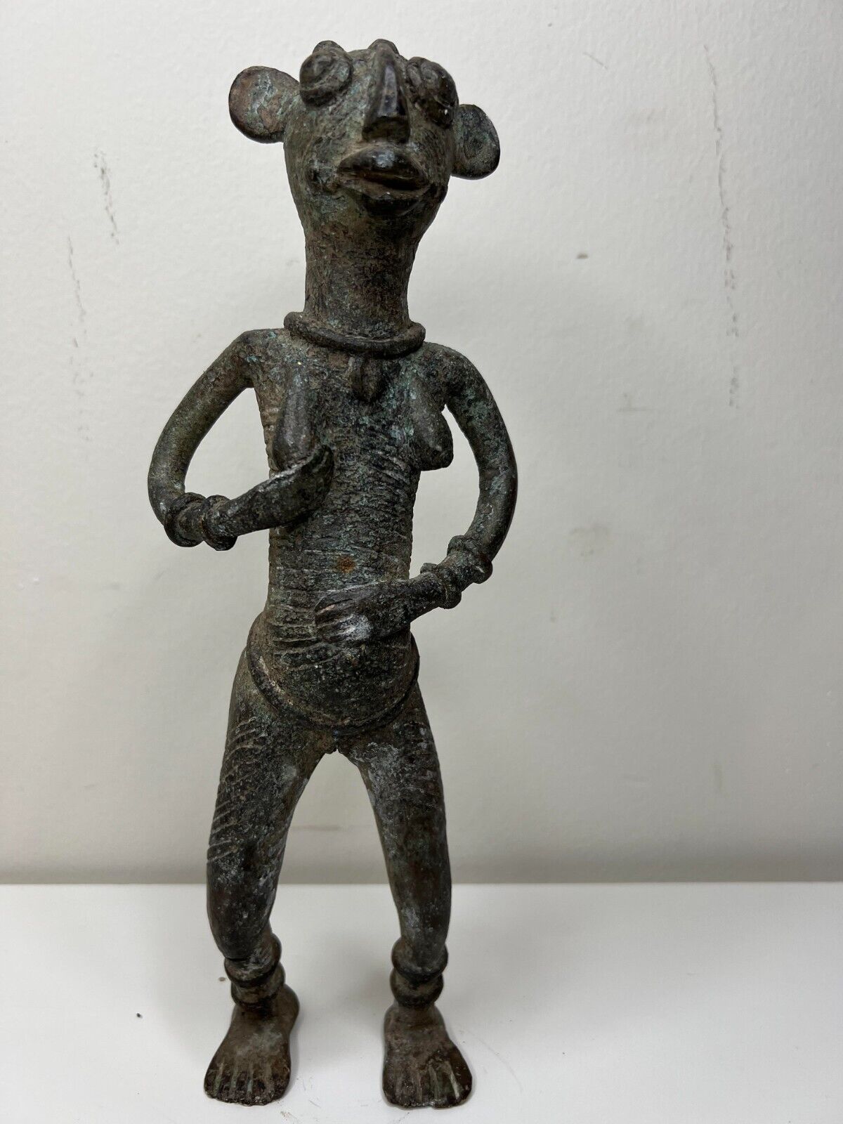 Tikar Cameroun Bronze Male Statue 14 X 4