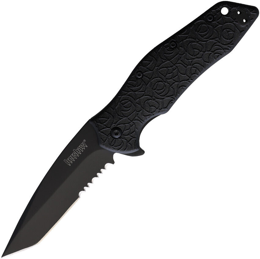 Kershaw Kuro Linerlock A/O Black GFN Folding Serrated Pocket Knife 1835TBLKSTWMX