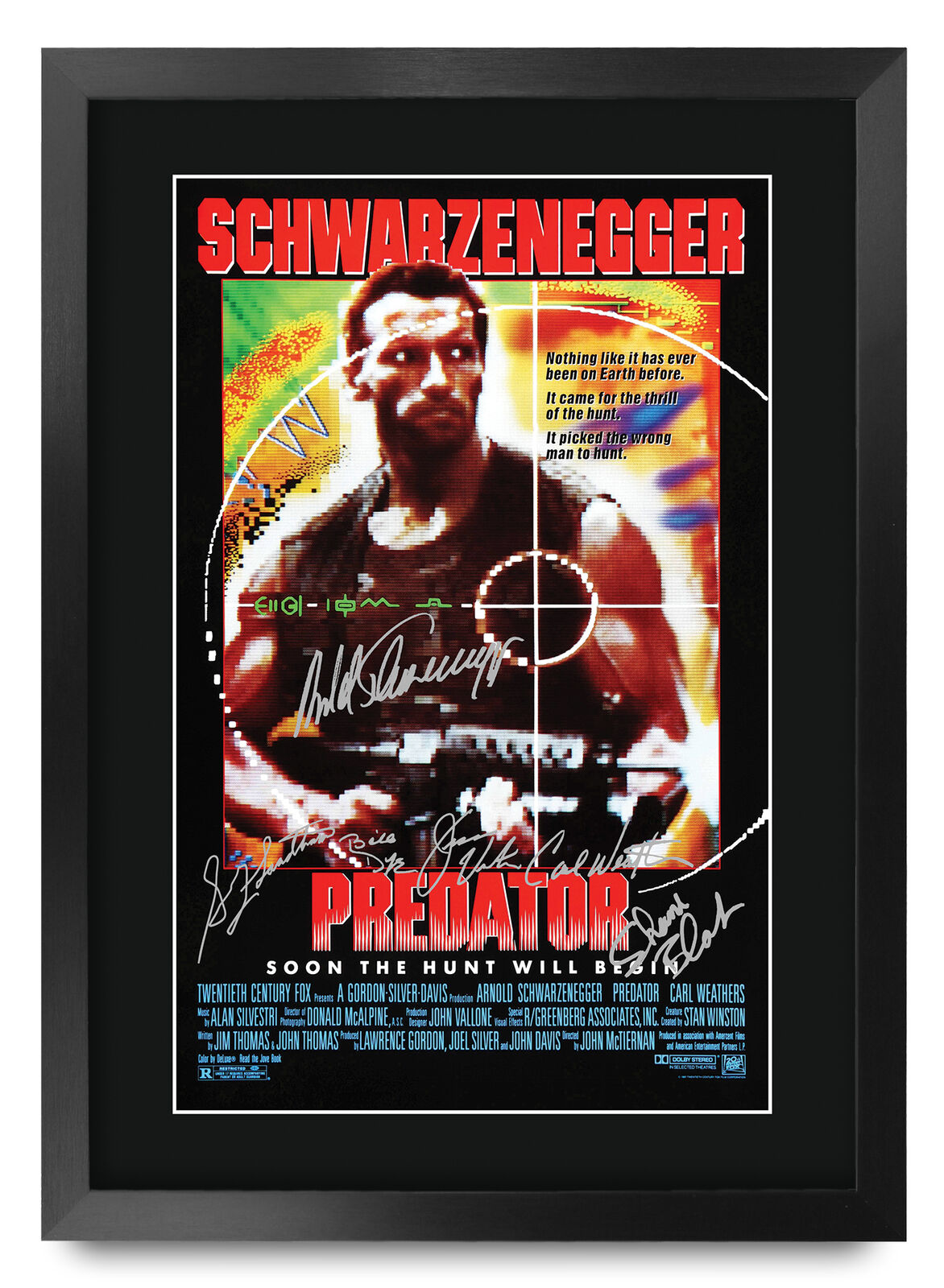 Predator Arnold Schwarzenegger A3 Framed Signed Autograph Picture for Movie Fans