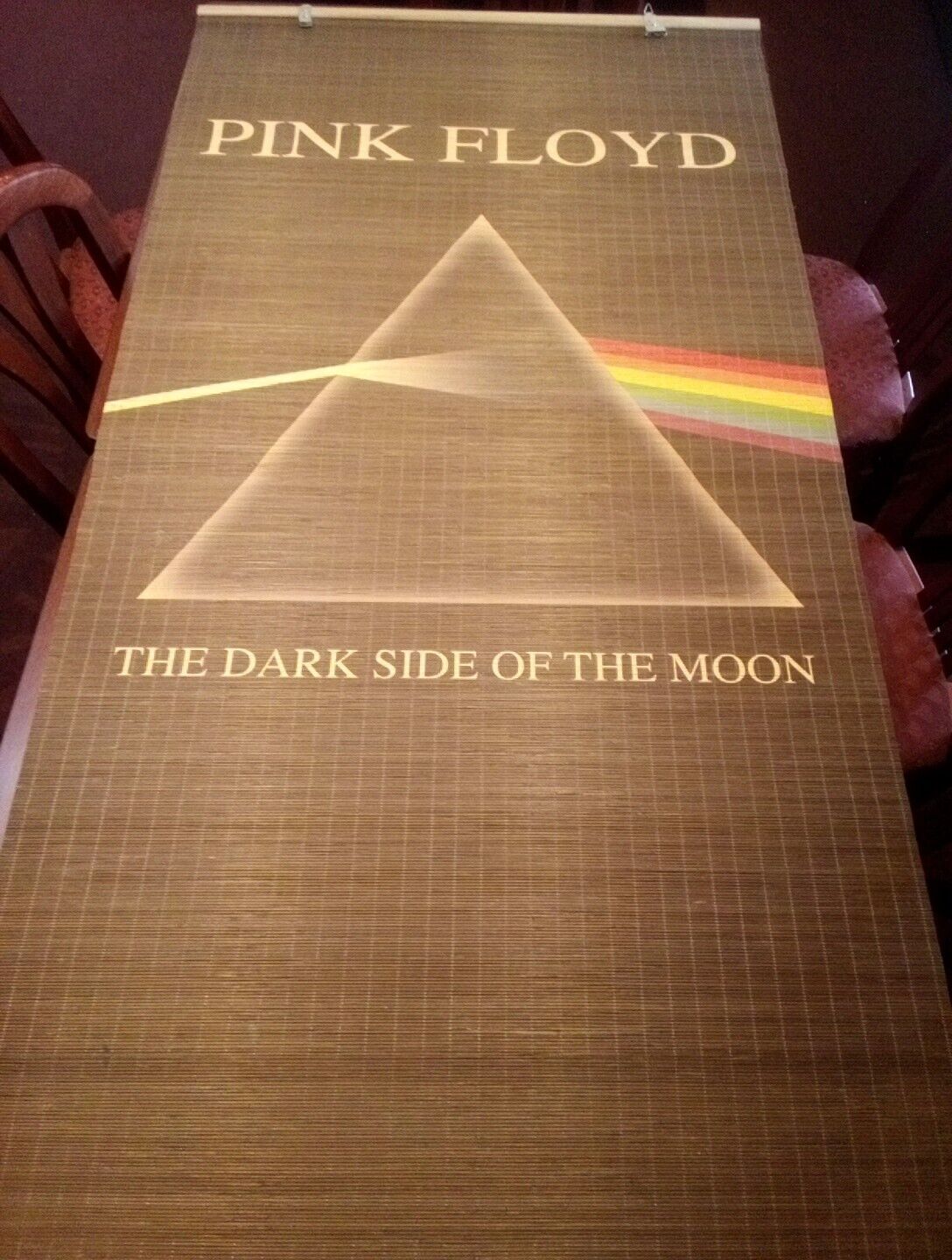 Super Rare  Vintage - Pink Floyd - Dark Side Of The Moon - Bamboo - Wall Hanger 