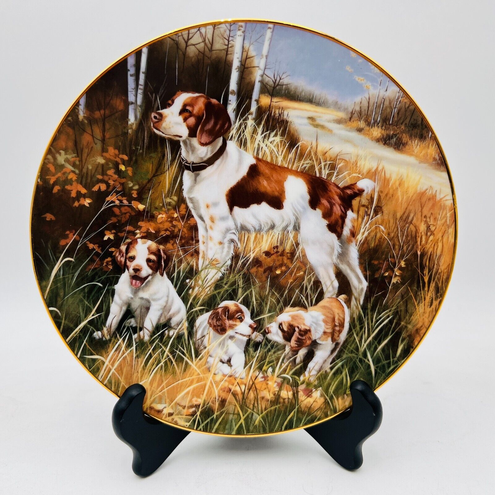 Vintage 1989 Hamilton Collection Collectable Plate Brittany Spaniels Sport Dogs