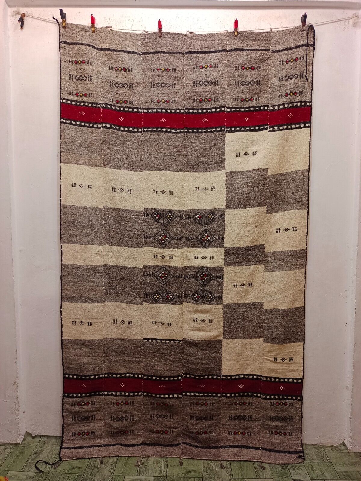 Vintage Gorgeous Hand Woven Traditional African Mali Fulani Blanket 226×130 Cm