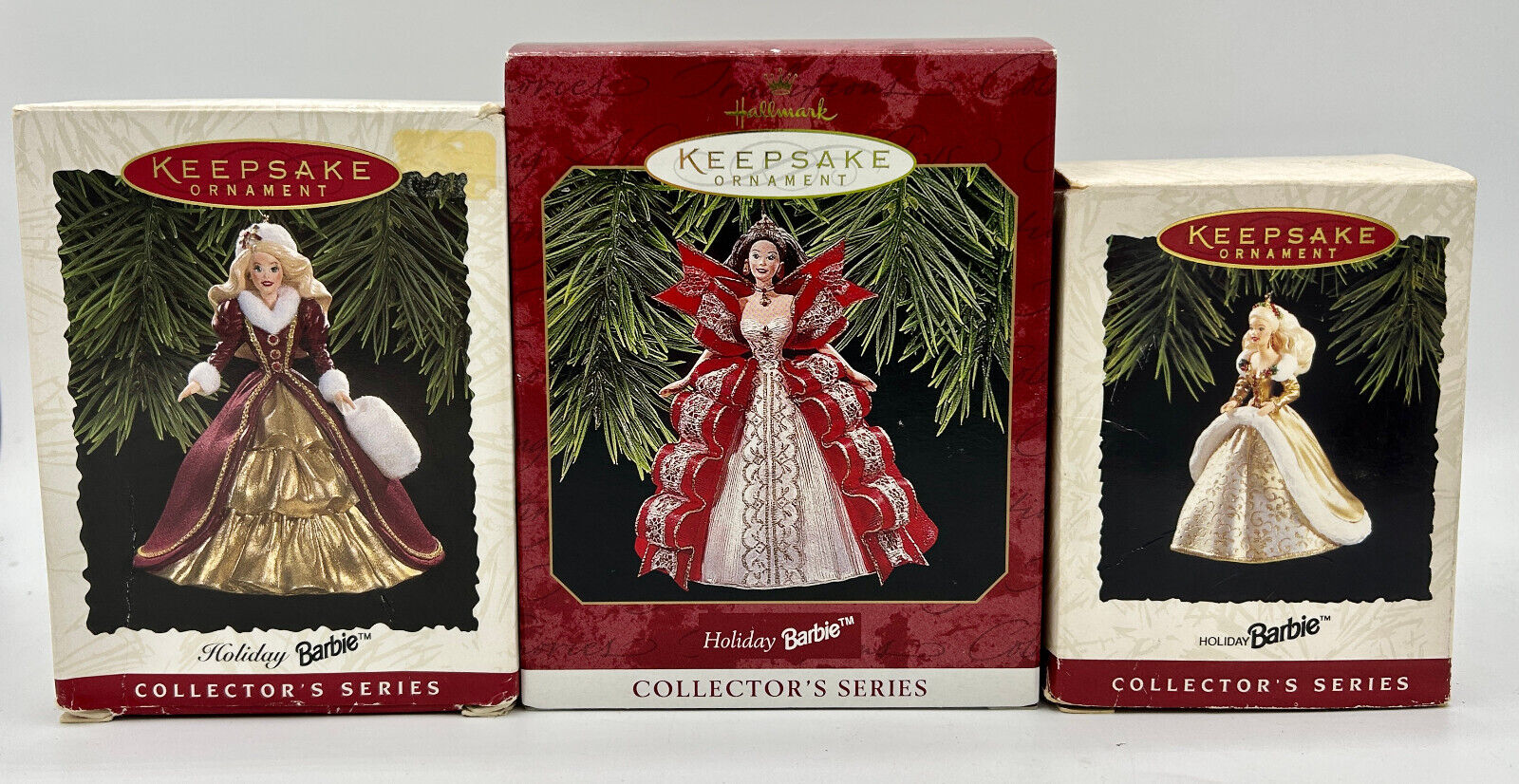 3 Hallmark Keepsake Holiday Barbie Ornaments Collectors Series 1994 1996 1997