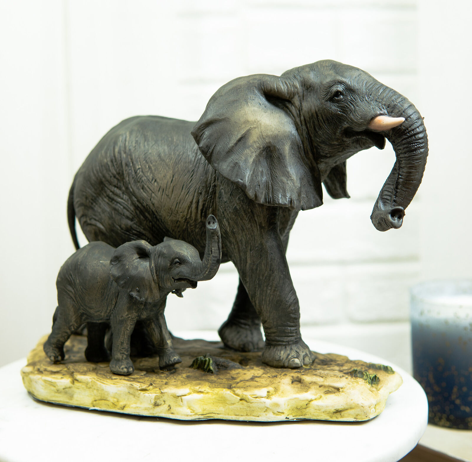 Ebros Gift African Savanna Majestic Elephant with Young Calf Figurine 8.5