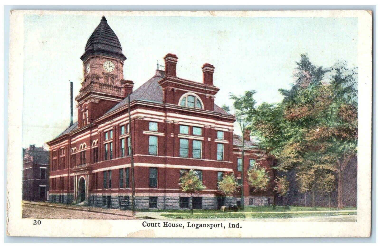 c1920 Court House Exterior Building Logansport Indiana Vintage Antique Postcard