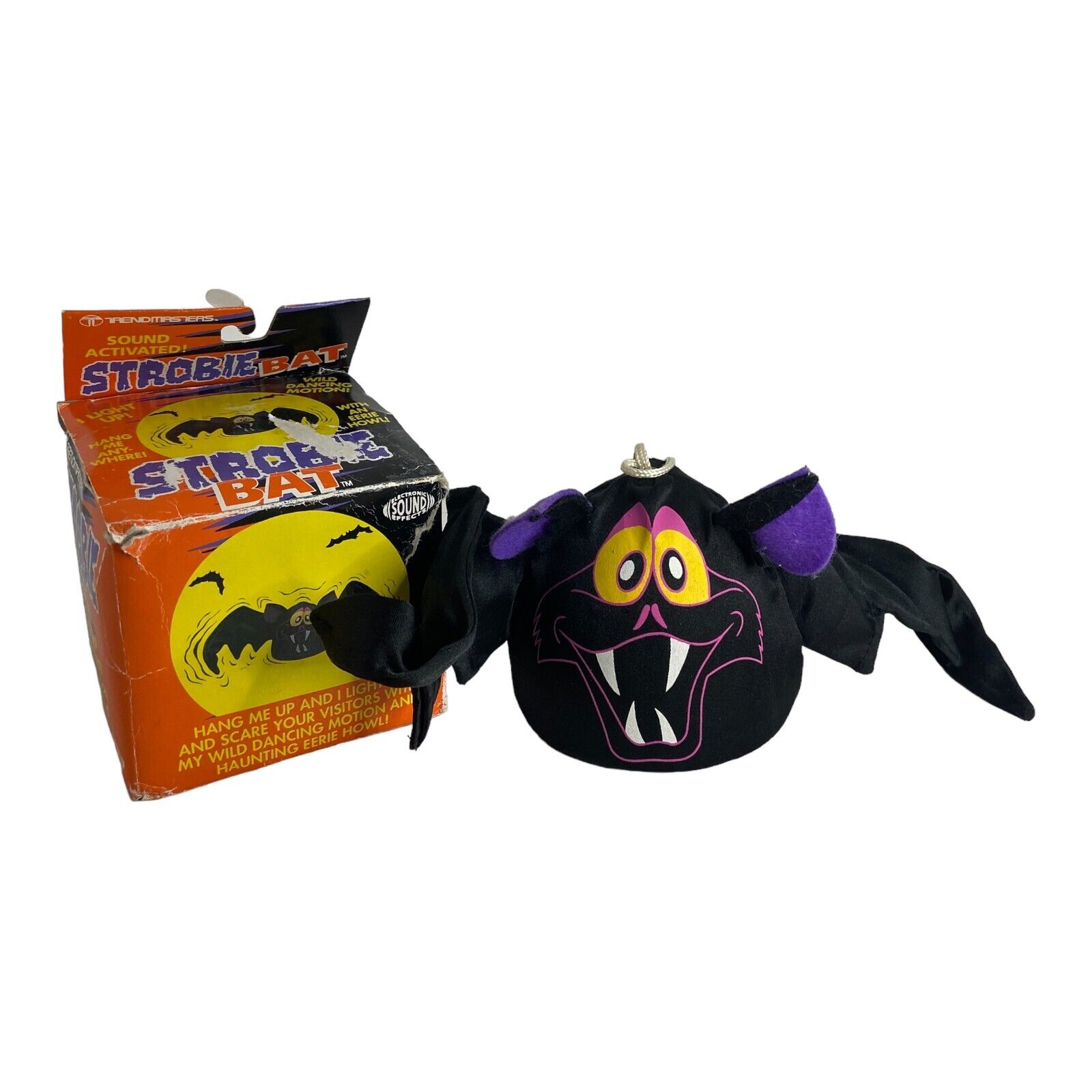 🍌 Vintage Strobie Bat Hanging Strobing Halloween Decoration Howling Spooky 1991