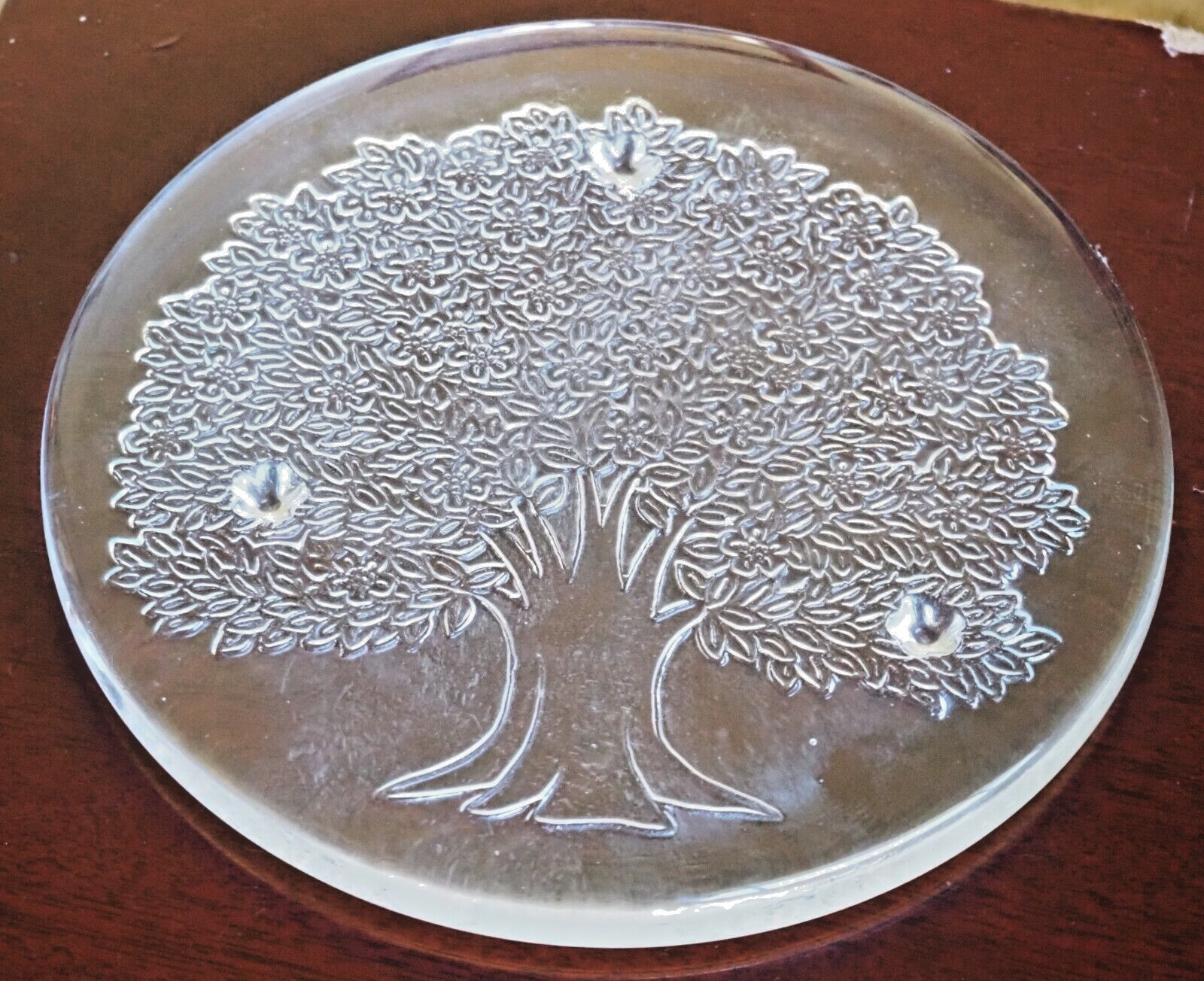 Trivet / Cheese board by BYRON HIROTA Glass- Tree of Life with Beautiful Knife.