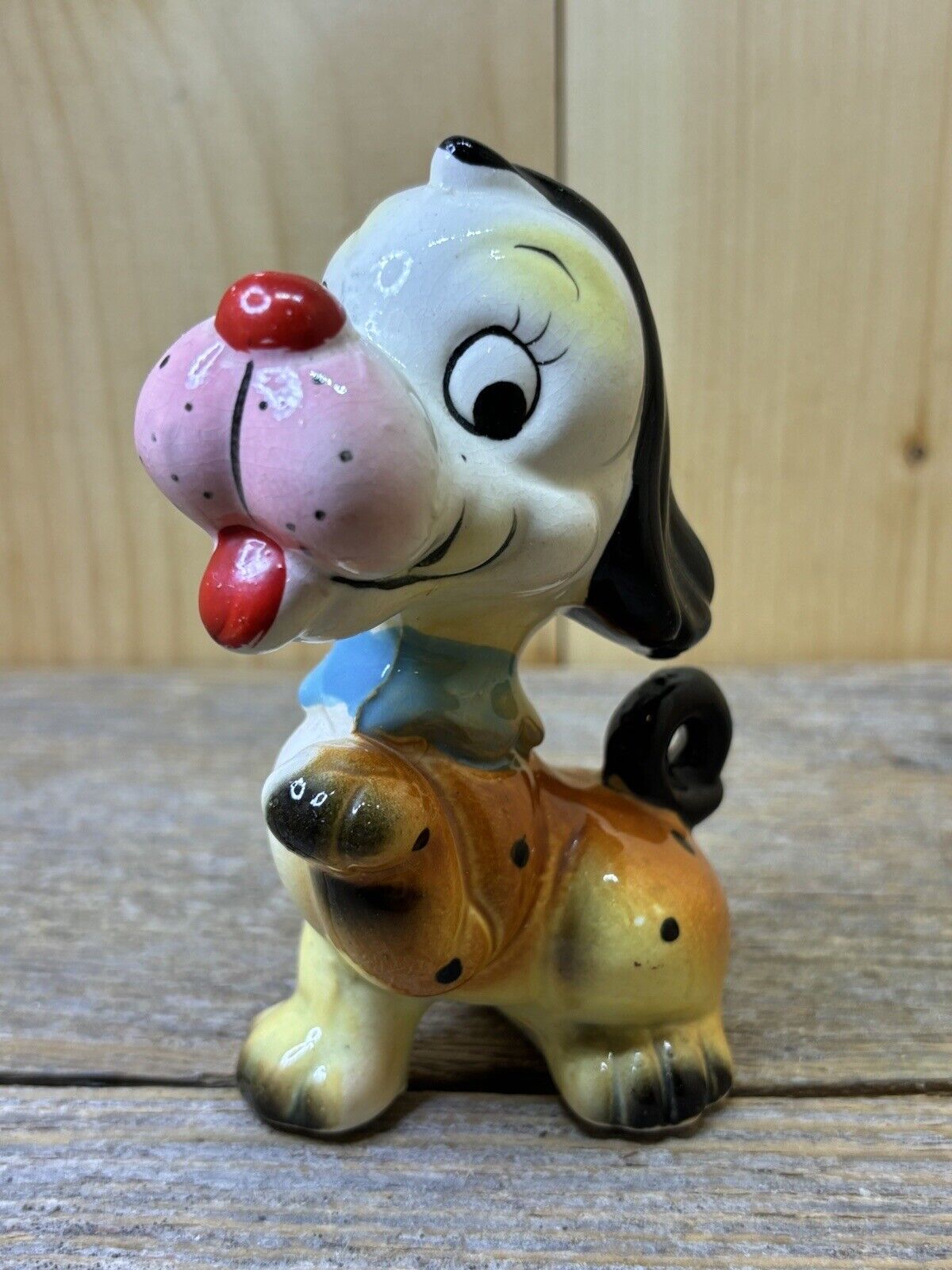 Great Estate Find-Antique Porcelain Spotted Dog  Figurine 5”