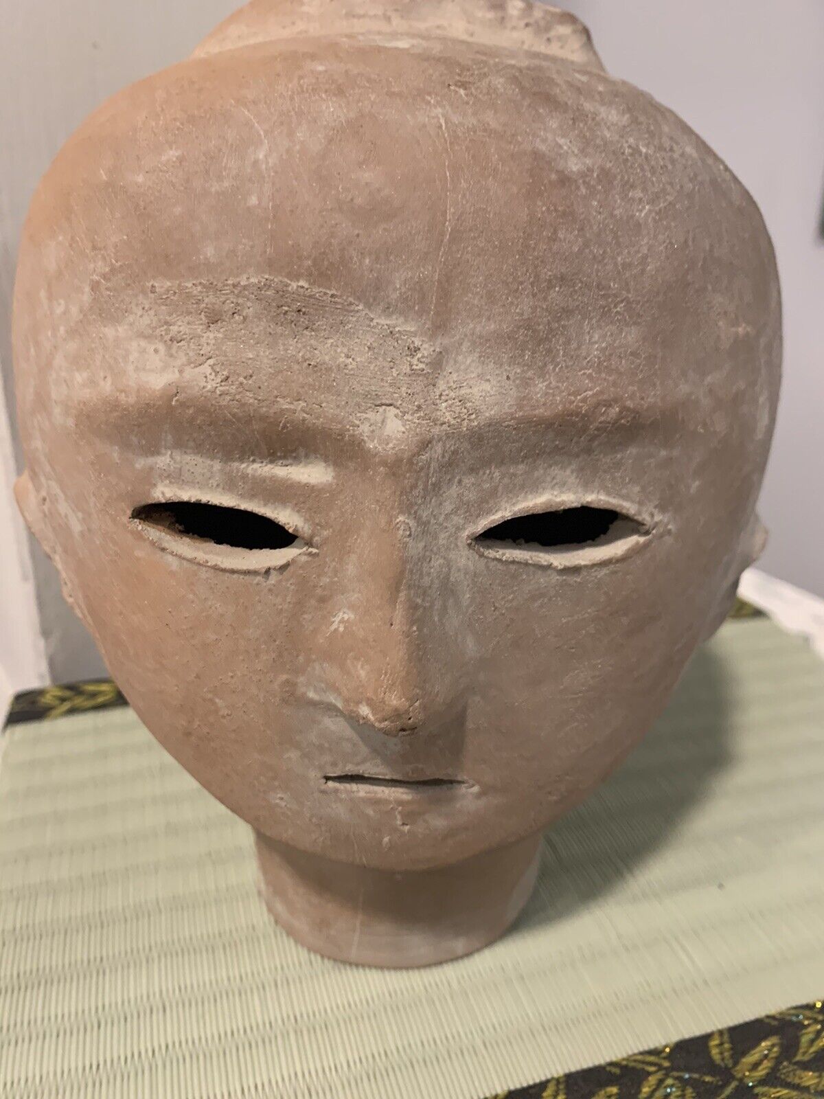 Japanese Terracotta Head Of Woman  Handmade RARE Original Label Made In Japan