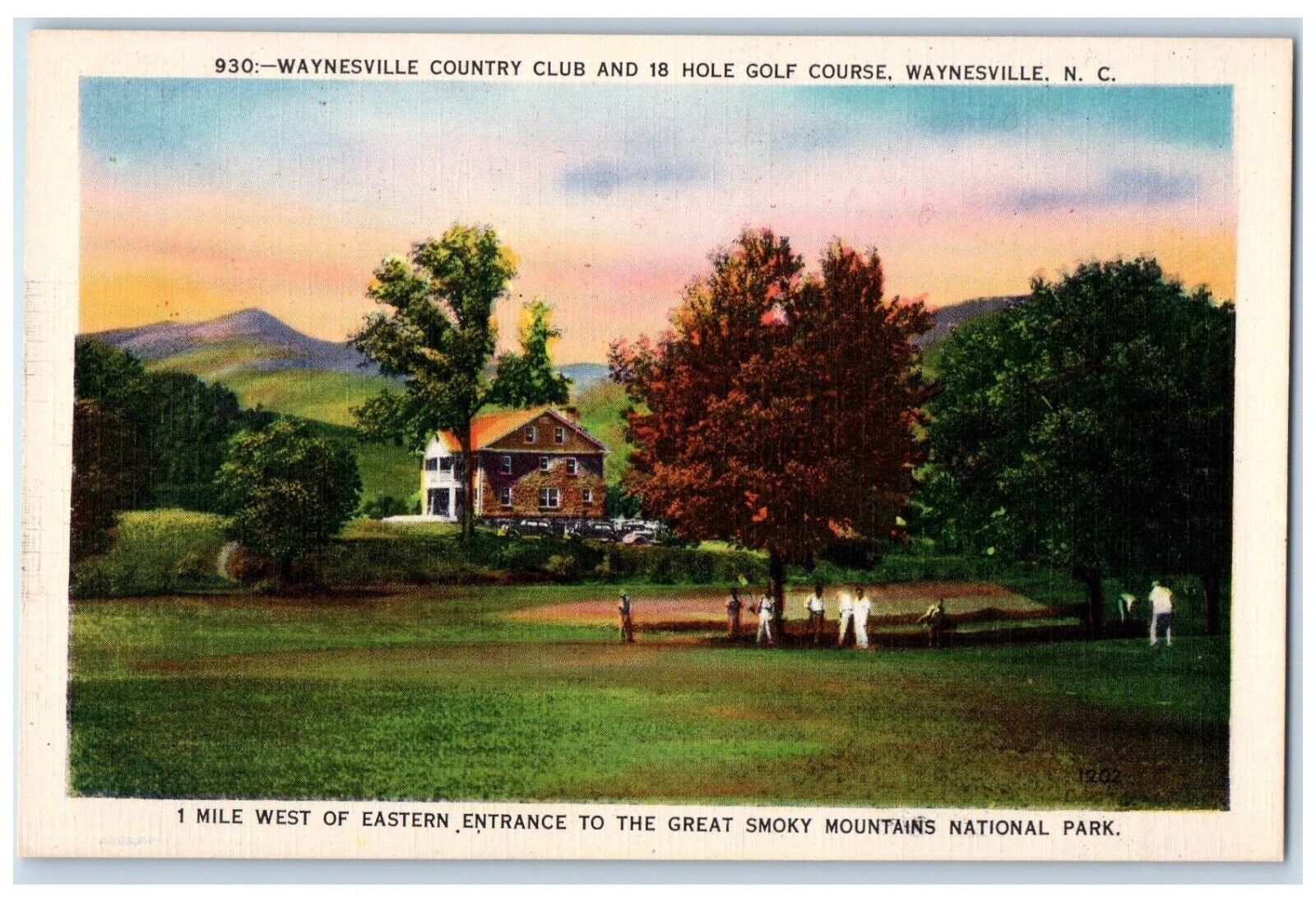 c1930\'s Waynesville Country Club 18 Hole Golf Course Waynesville NC Postcard