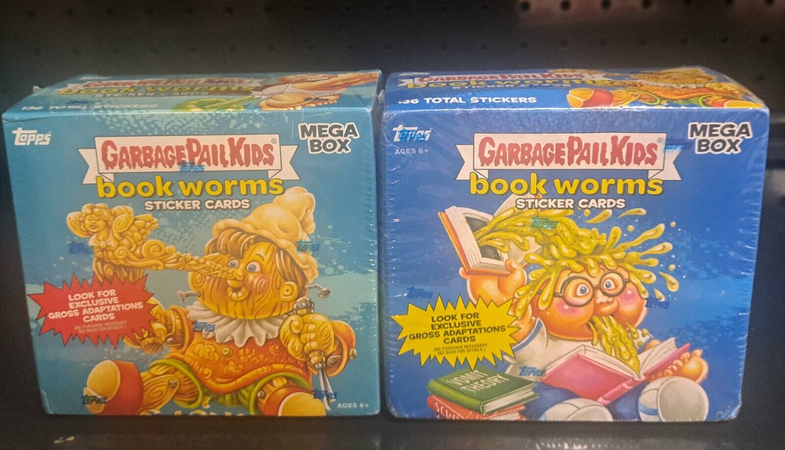 Two Boxes Of Garbage Pail Kids Book Worms Stickers 2022 New In Boxes Mega Box