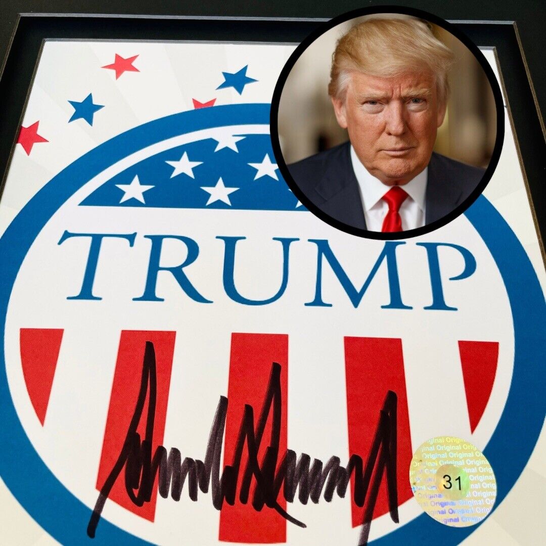 🇺🇸 AUTHENTIC Donald Trump Autographed Signed Shot Framed Picture COA Notary