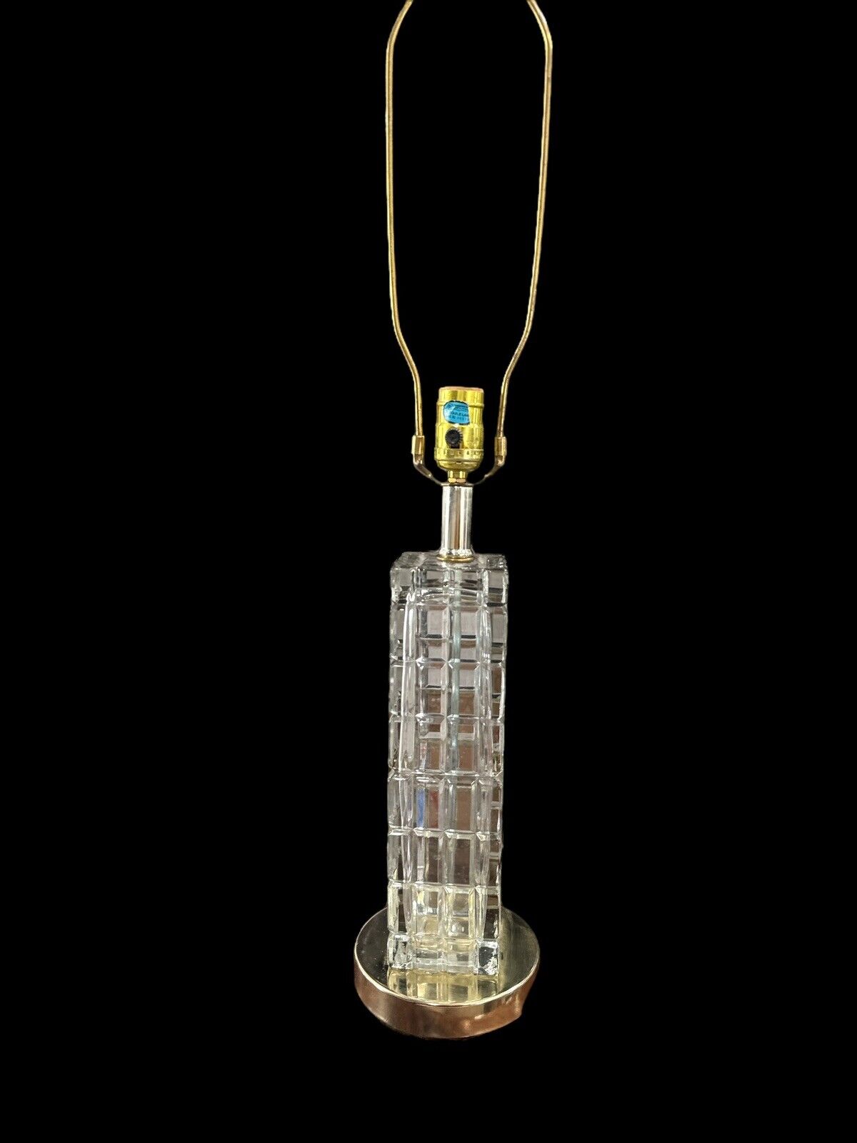 Hollywood Regency Crystal Crystal Whiskey MCM Geometric Glass Lamp Vintage Gold