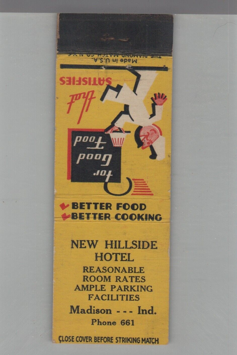 Matchbook Cover - Indiana - New Hillside Hotel Madison, IN