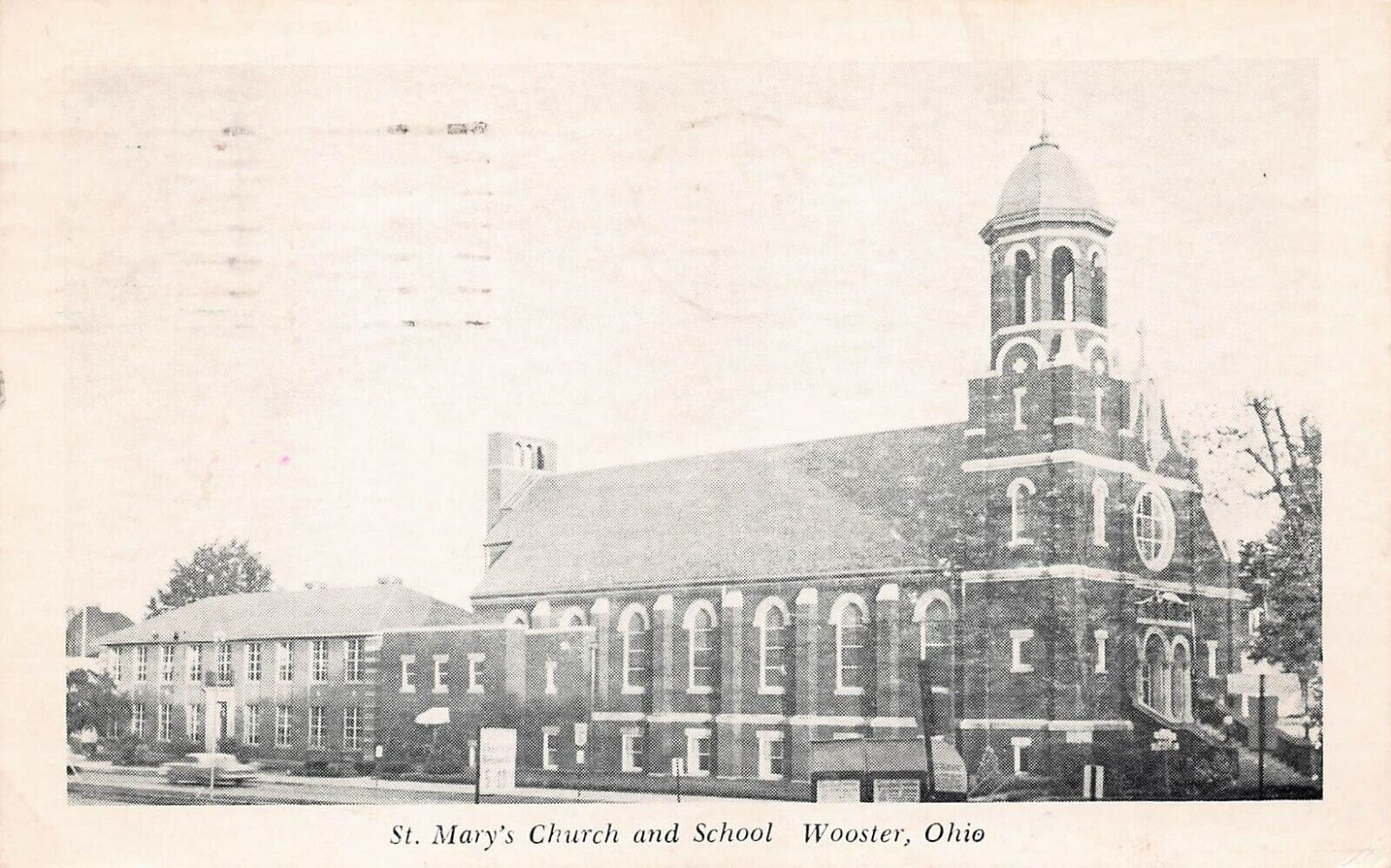 Wooster OH Ohio St Mary's Catholic Church School Beall Ave Vtg Postcard Z7